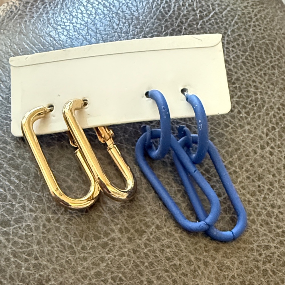 Gold and Blue Chain Earrings